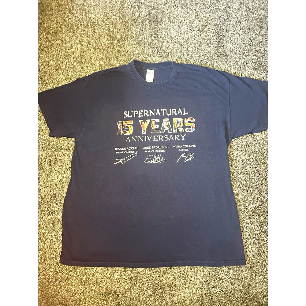 Supernatural 15 Years Anniversary T Shirt Men's XL Jensen Ackles Winchester Blk